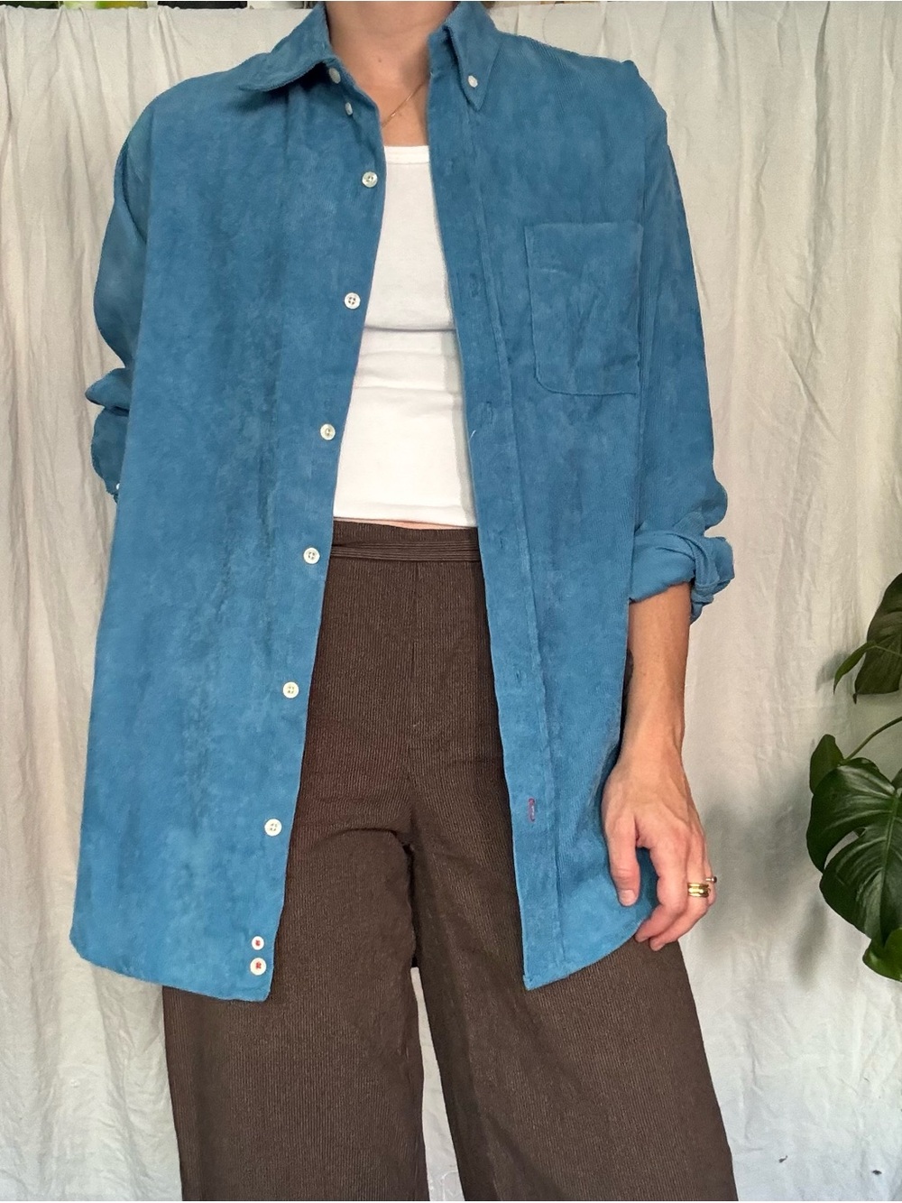 Blue Casual Button-Down Shirt - Classic Relaxed Fit